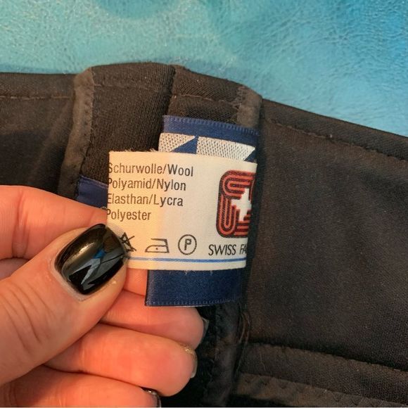 Schoeller of Switzerland Black Wool Blend Vintage Zip Warm Stirrups Ski Pants 8 - Picture 7 of 10